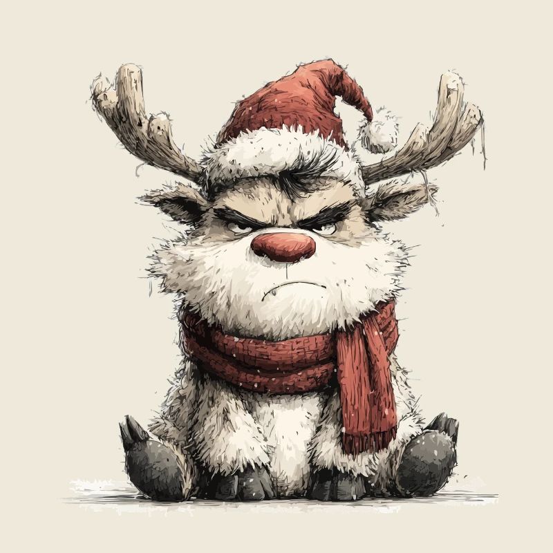 Grim Reindeer with Scarf
