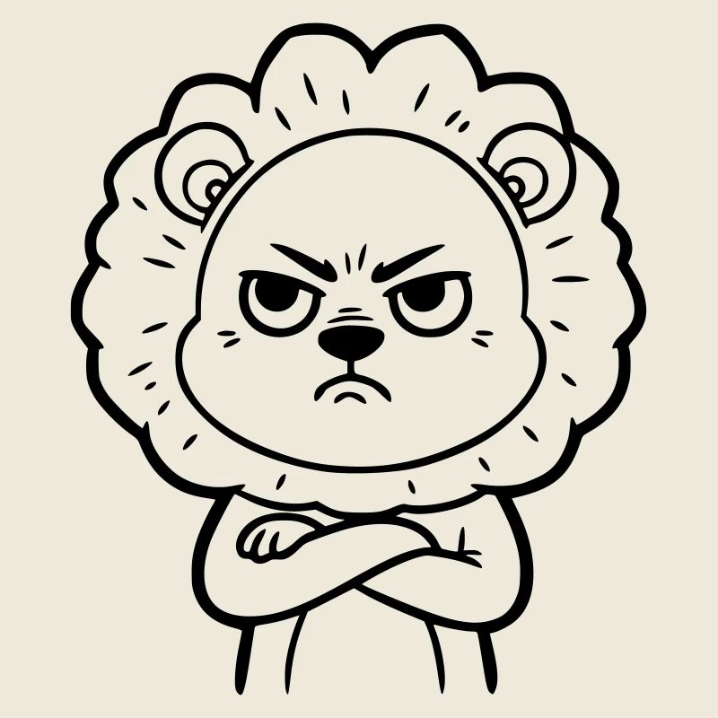 Angry Lion Cartoon Illustration