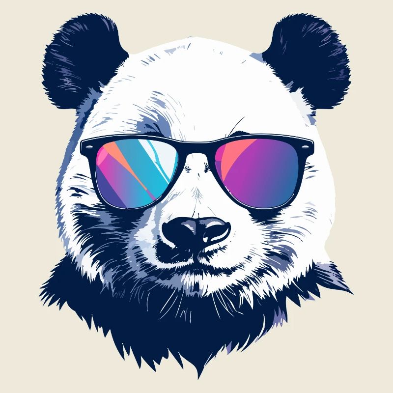 cooler Panda mit Neon Sonnenbrille Porträt Motiv