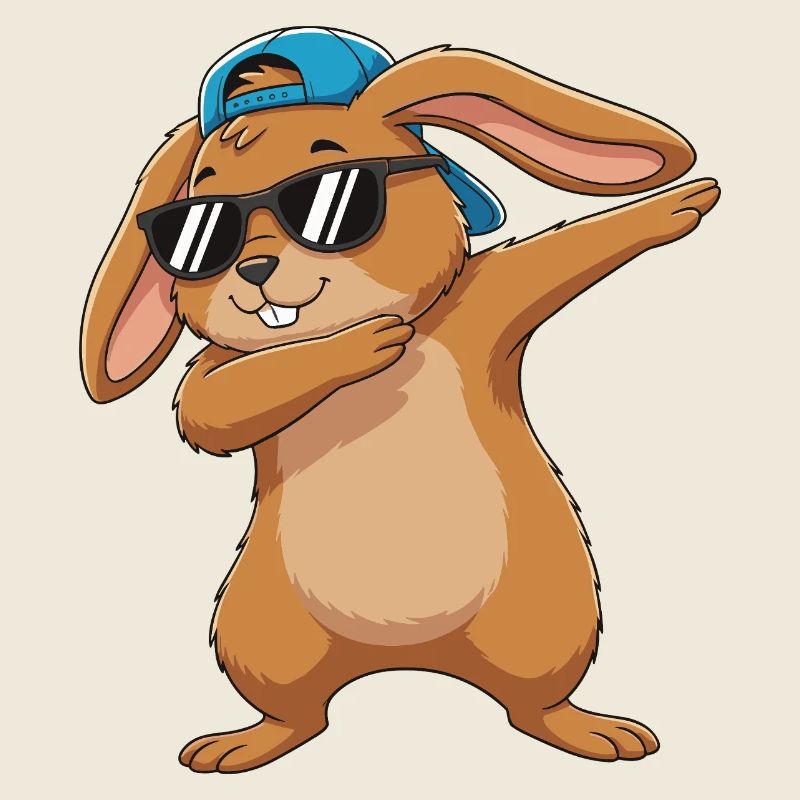 Cool Dabbing Rabbit Sunglasses Cartoon Art