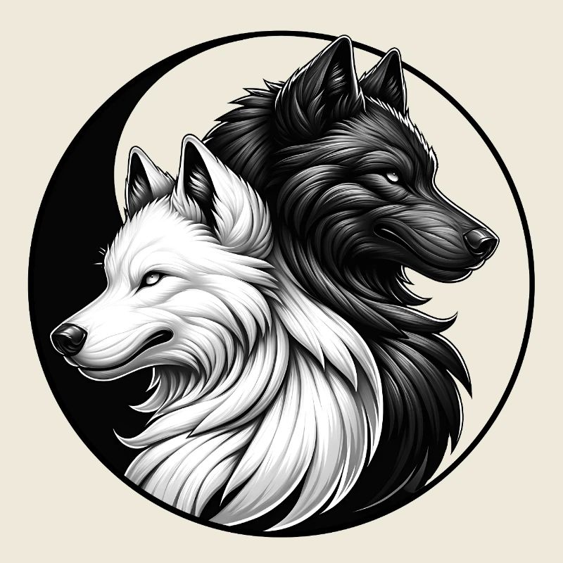 Zwei Wölfe im Kreis Wolfsmotiv