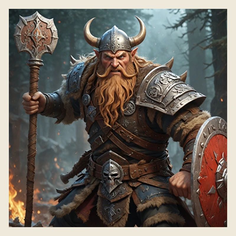 Nordischer Krieger mit Axt und Schild