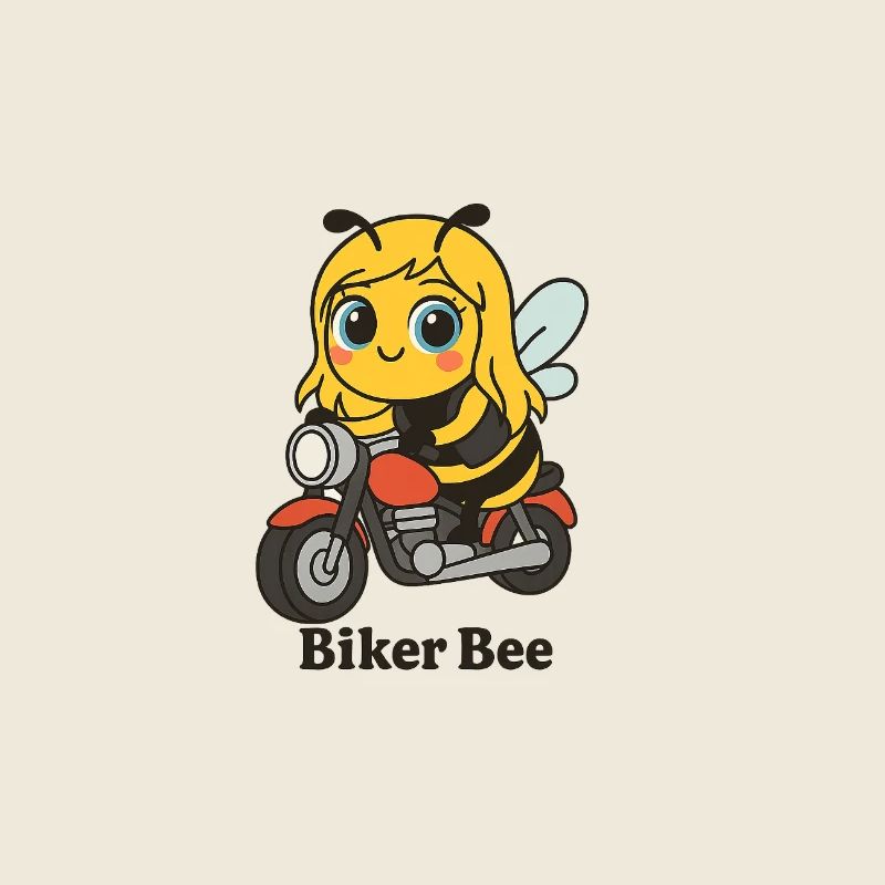 Abeille motarde avec moto rouge