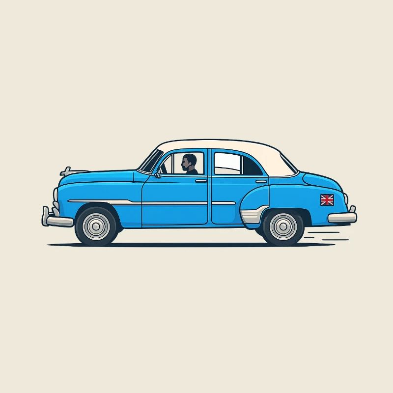 Oldtimer in London in Blau und Weiß