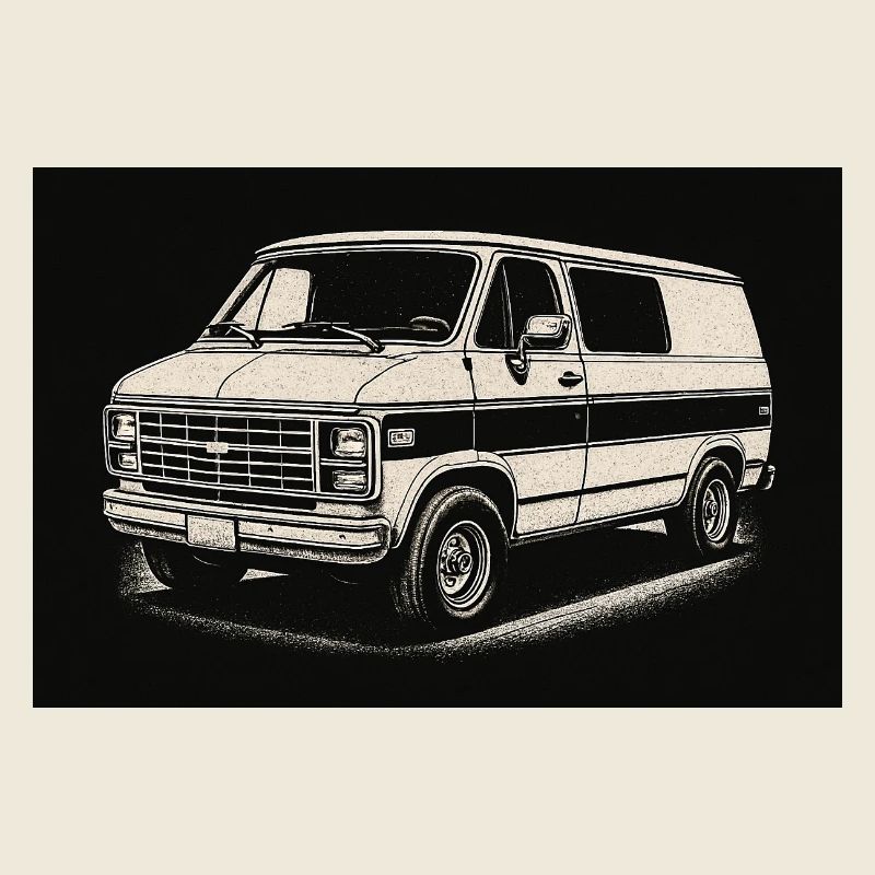 Illustration de fourgon vintage