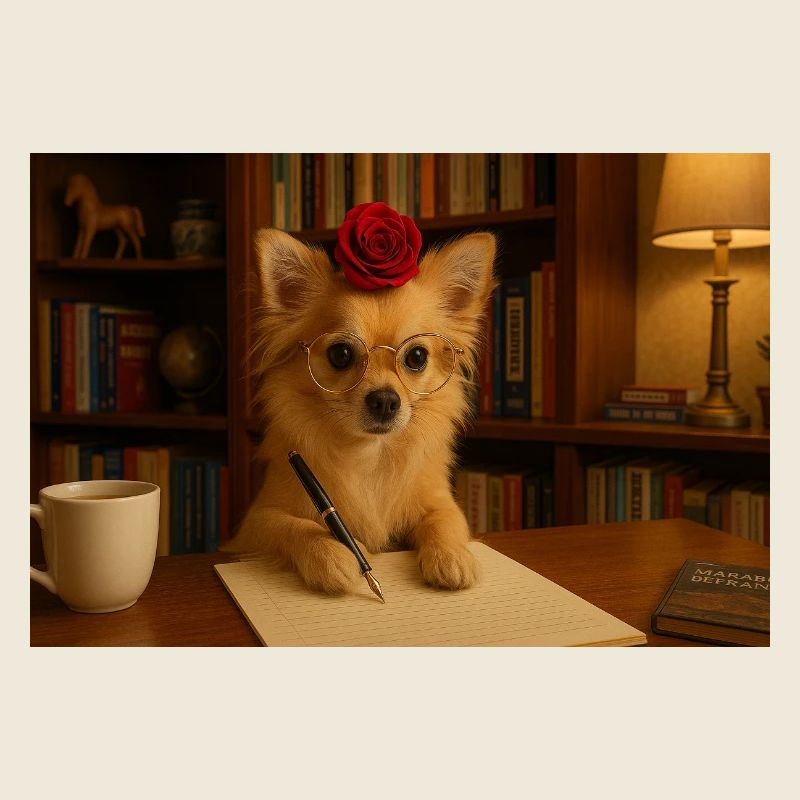 Schicker und schicker Chihuahua mit Rose