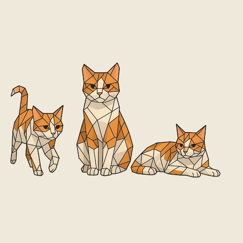 Geometric Cats Trio