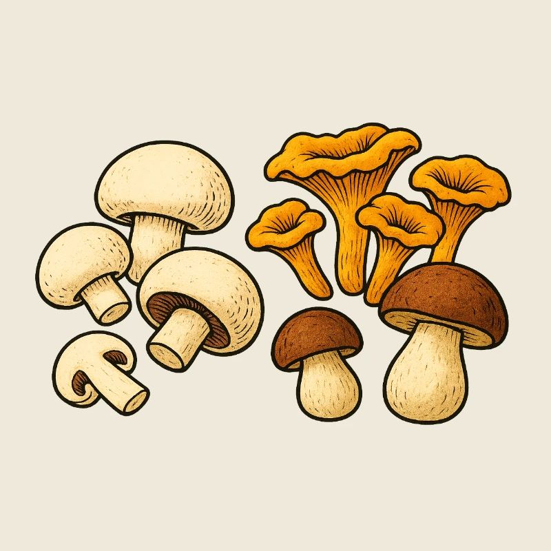 Illustration de mélange de champignons forestiers