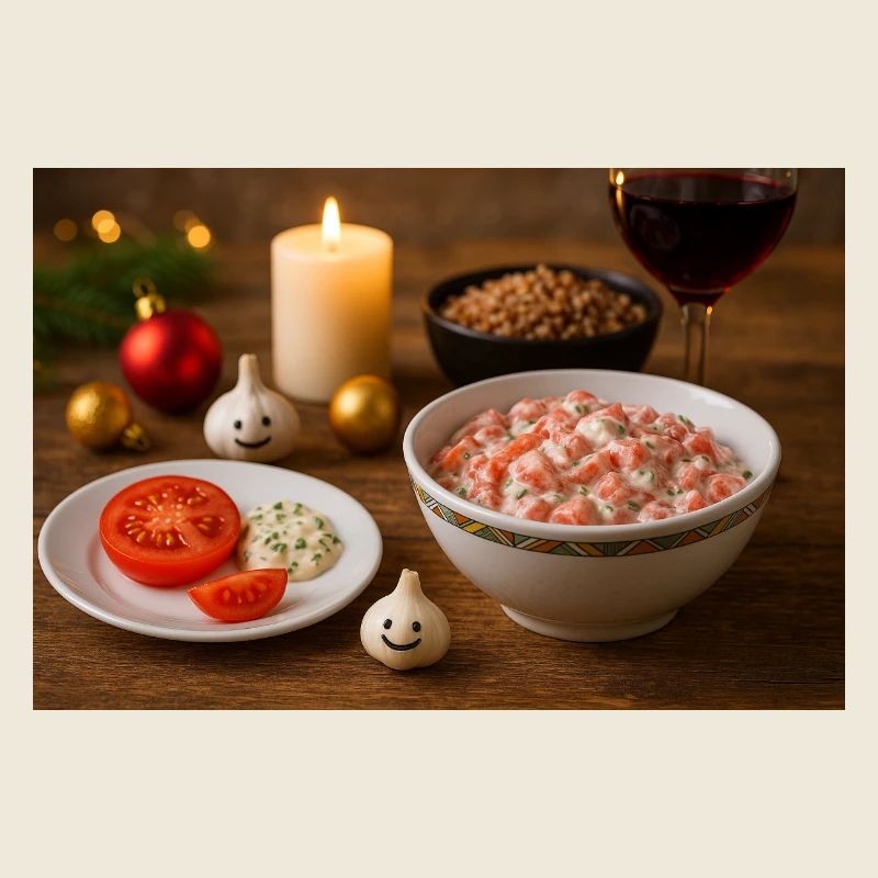 Salade tomate à l’ail et gretschka