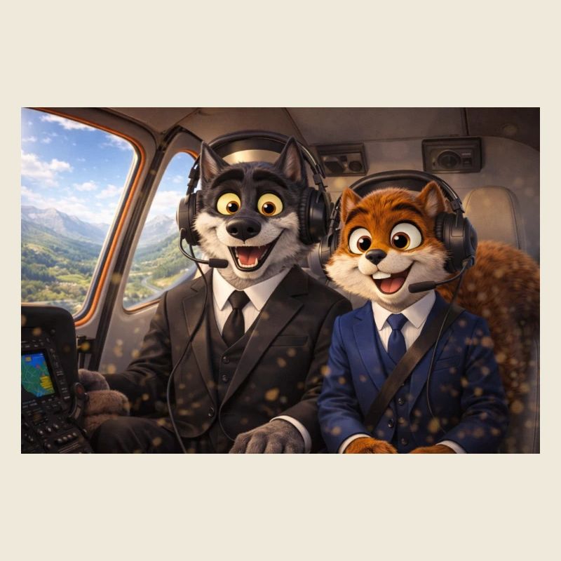 Aviator mascots in the cockpit