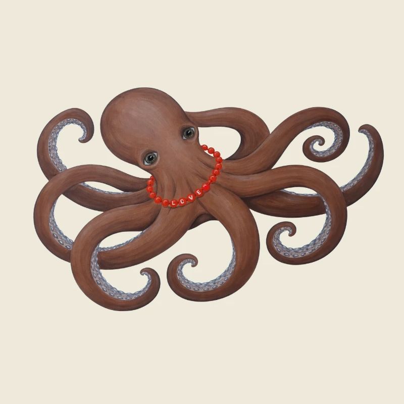Oktopus mit roter Liebesperle