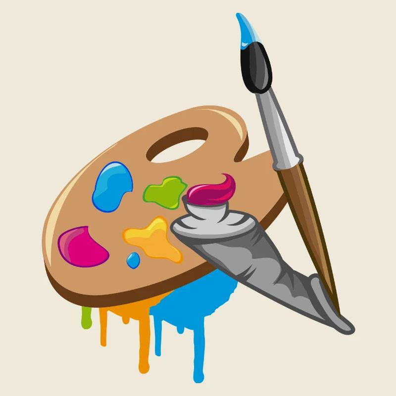 Farbpinsel,Farbe und Mischpalette