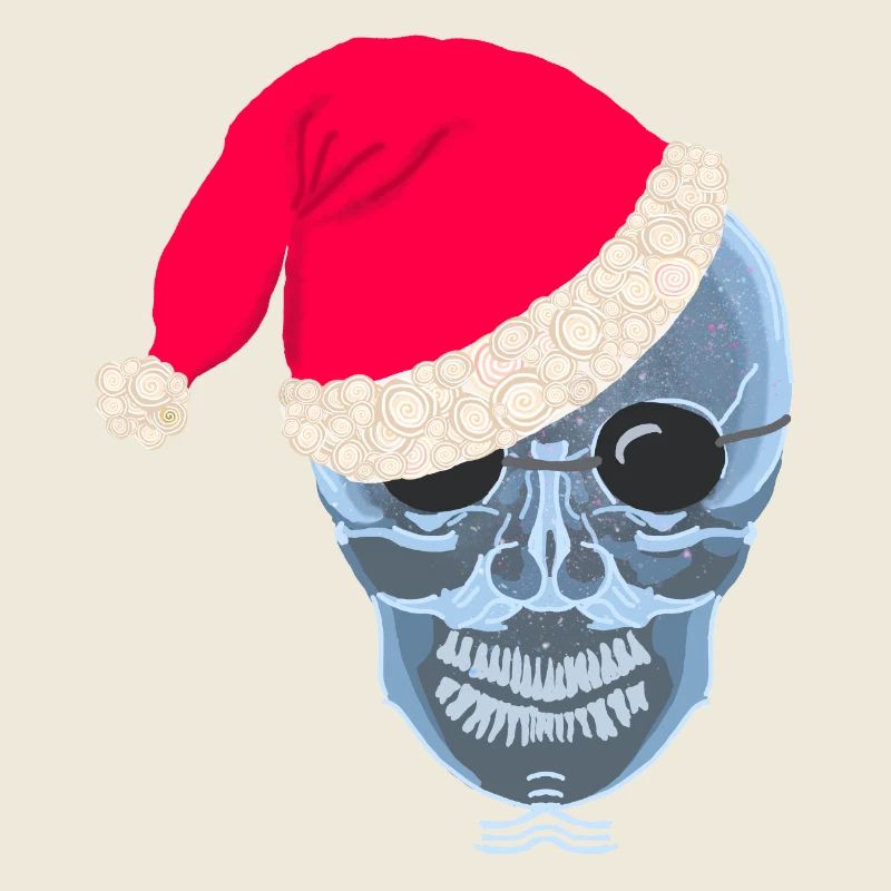 X-ray skull Santa hat, drawing