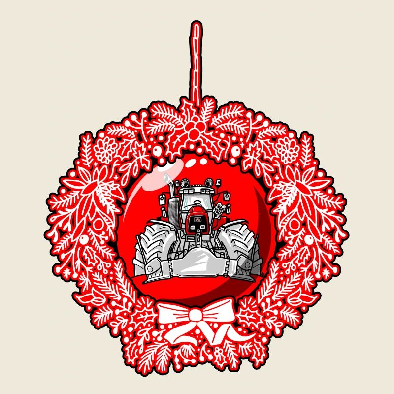 Weihnachtskranz Roter Traktor