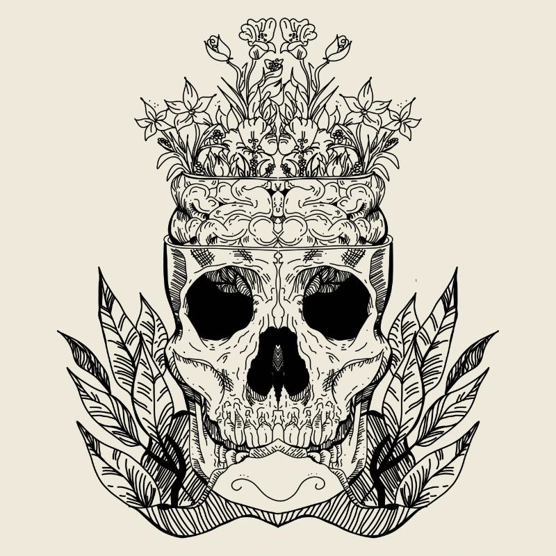Skull with flowers