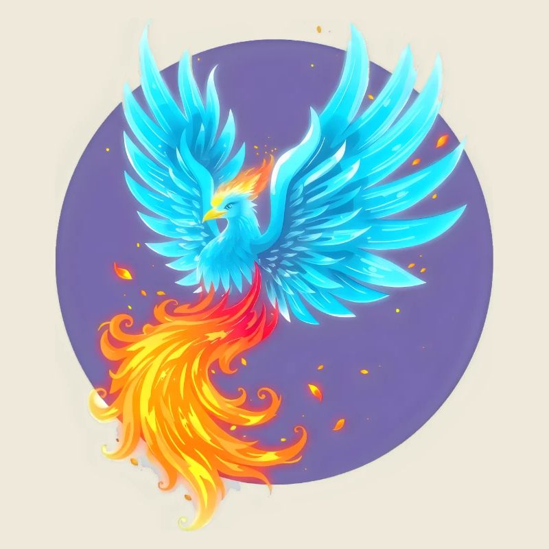 Cool Blue Burning Phoenix