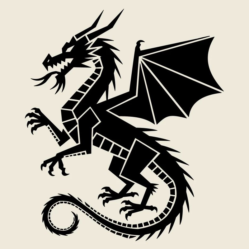 Geometric dragon – black silhouette
