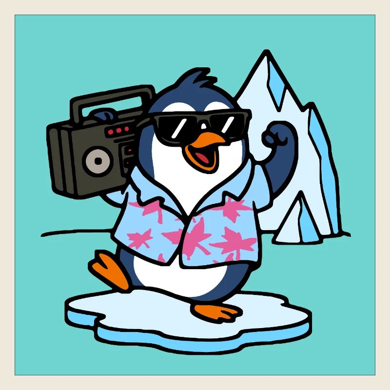 Pingouin avec jukebox Drôles d’animaux