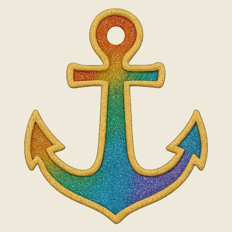 Leuchtender Anker in Regenbogenfarben