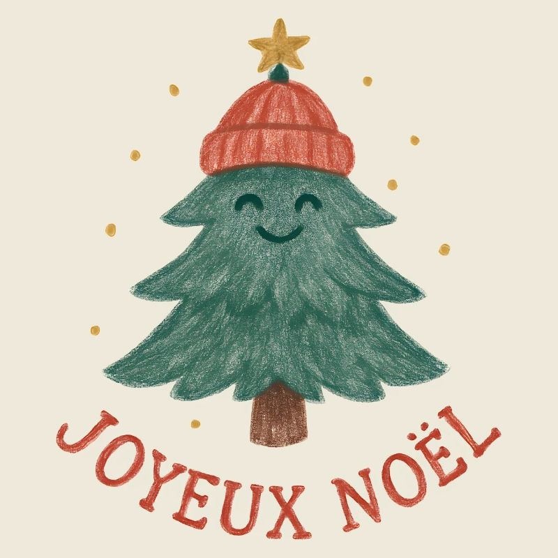 Frohe Weihnachtsbaum mit rotem Hut