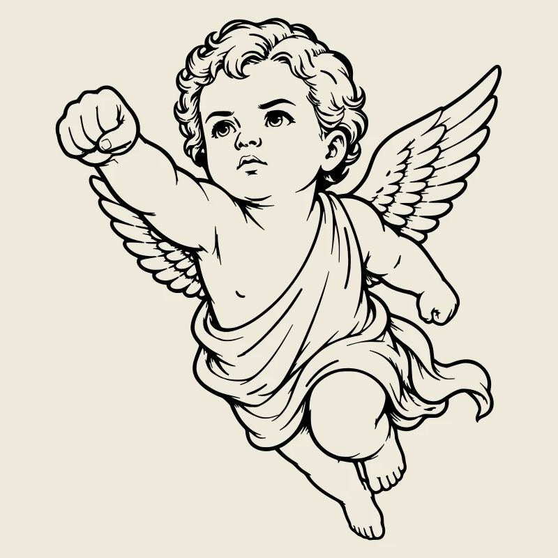 Motif du poing ange du chérubin volant