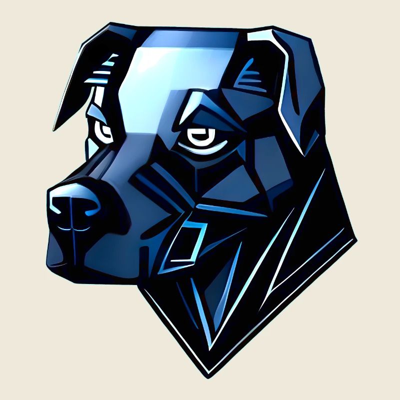 Hund Dobermann - Blaue Polygone