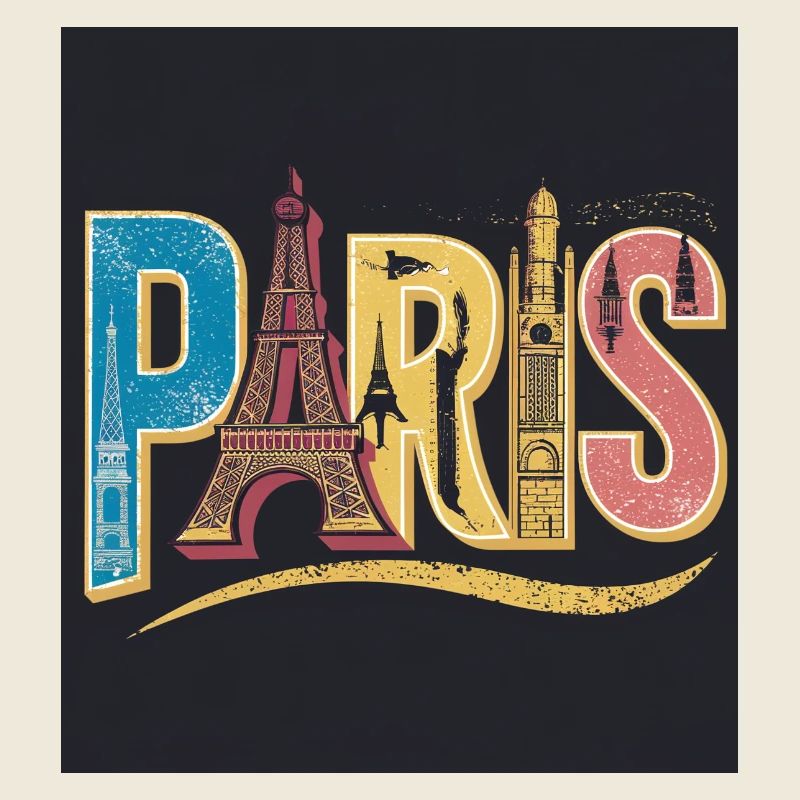 PARIS Parisian landmarks Eiffel Tower, Sacré-Cœur