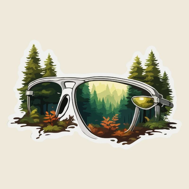 Sonnenbrille / Reflektion / Wald / Spiegelung