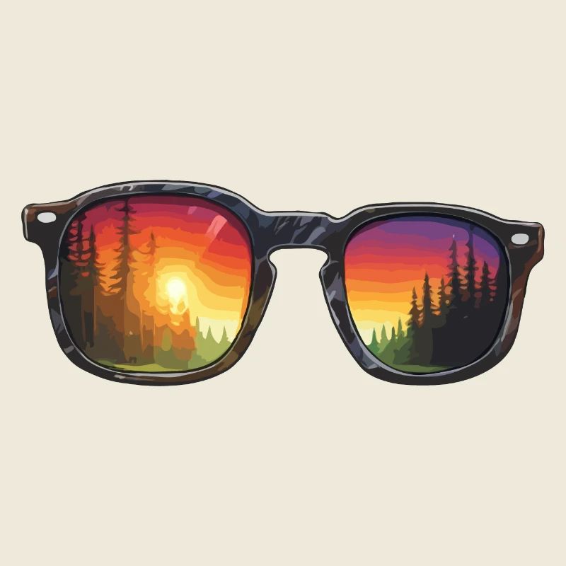 Sonnenbrille / Reflektion / Wald / Spiegelung