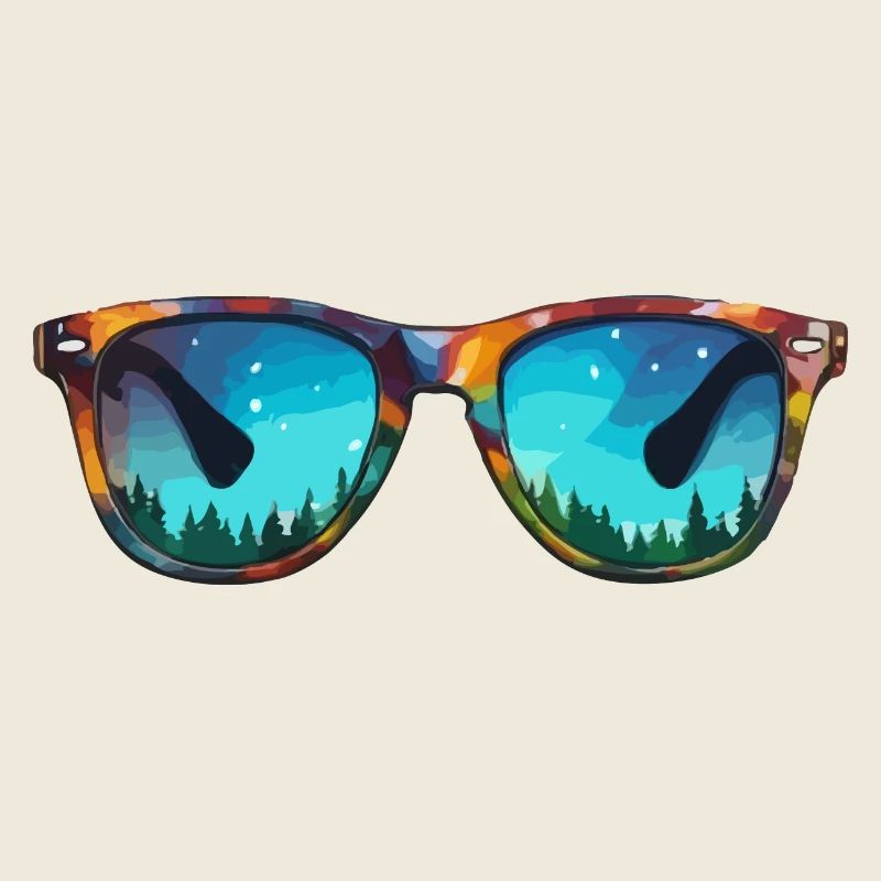 Sonnenbrille / Reflektion / Wald / Spiegelung