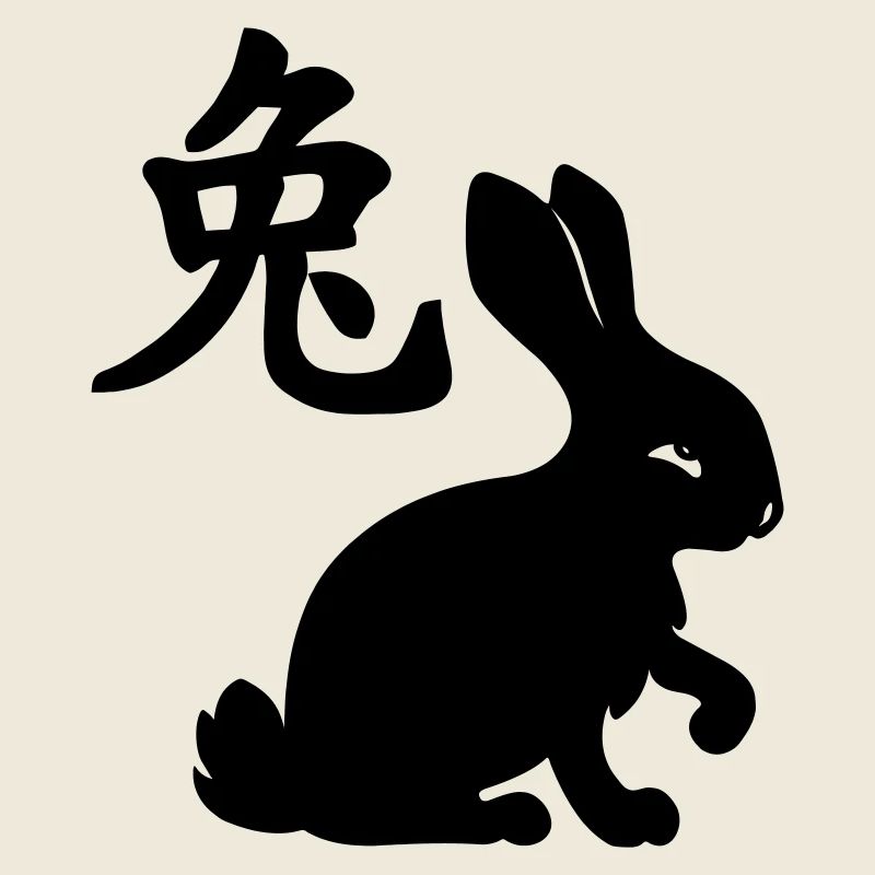 Chinesisches Schriftzeichen Kaninchen mit Kaninchenbild