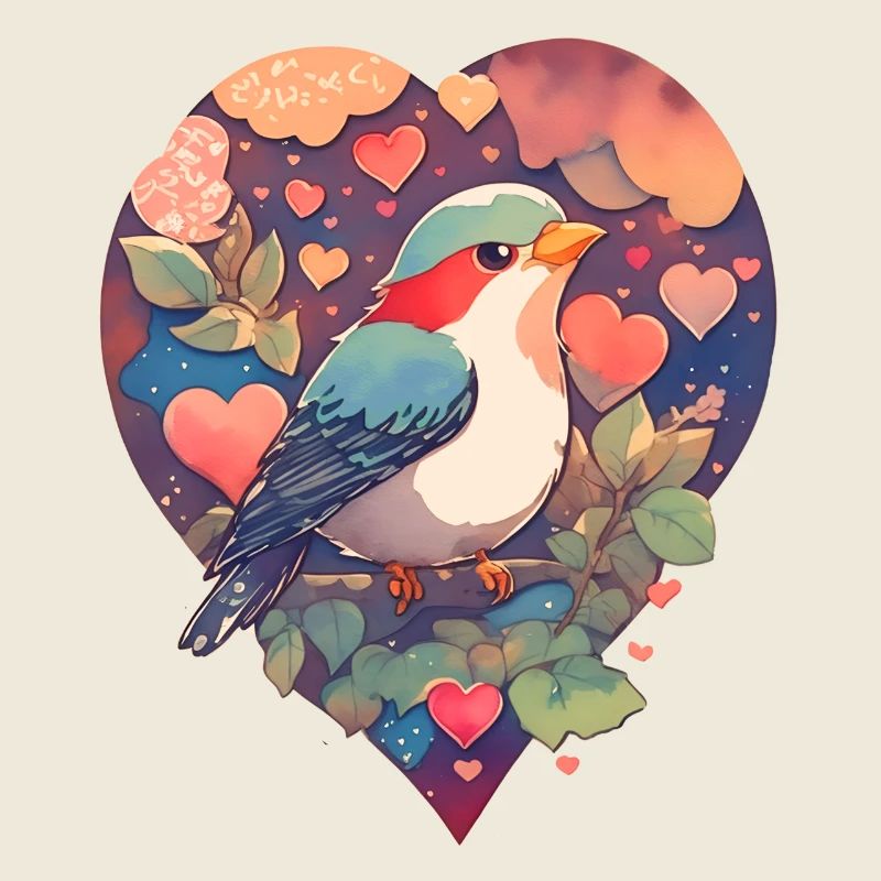 Vogel mit Herz