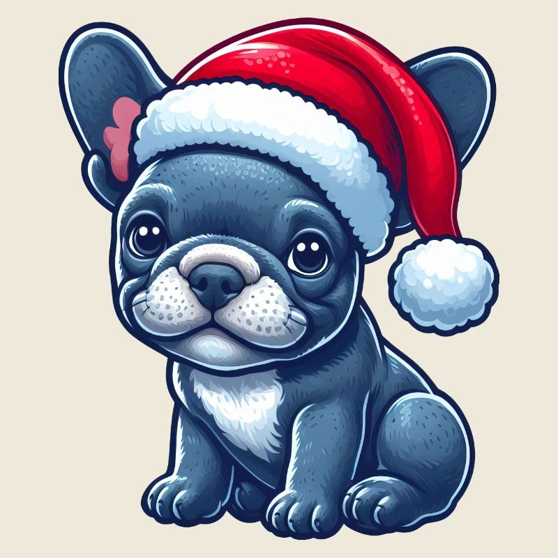 Niedlicher Frenchie Der Weihnachtsmann