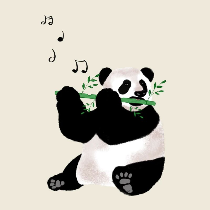 Panda spielt Flöte