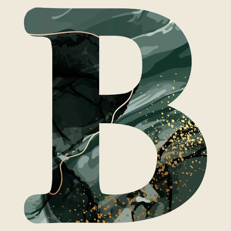 Green marbled letter b