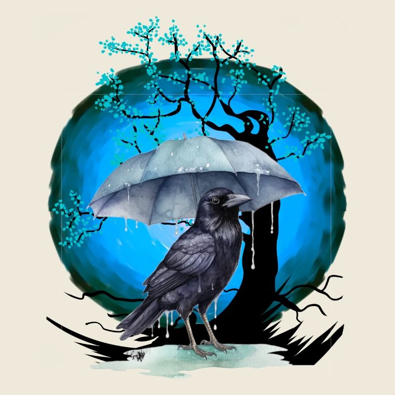 Tree Cherry Blossom Raven Raven Crow Umbrella