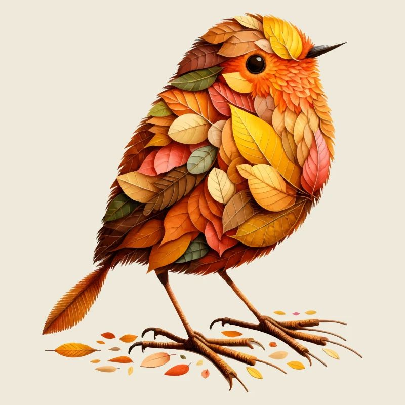 A bird, designed from different leaves