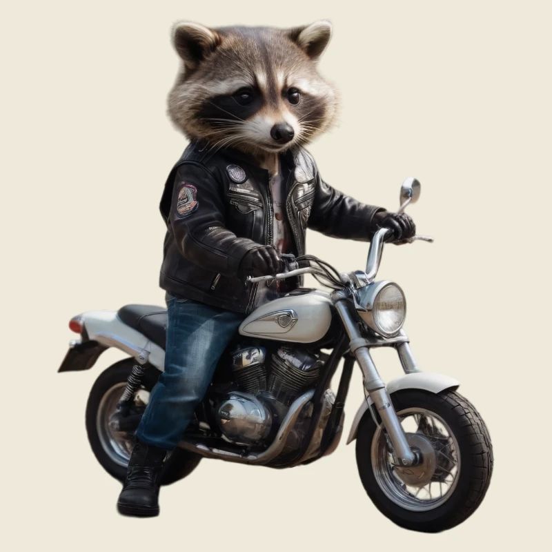 Waschbär-Biker
