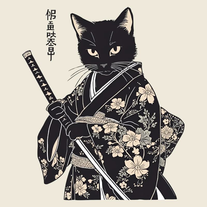 Chat samouraï – Style japonais moderne