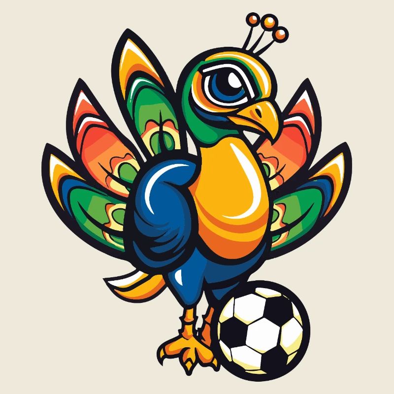 Bunter Fußball-Truthahn Pfau