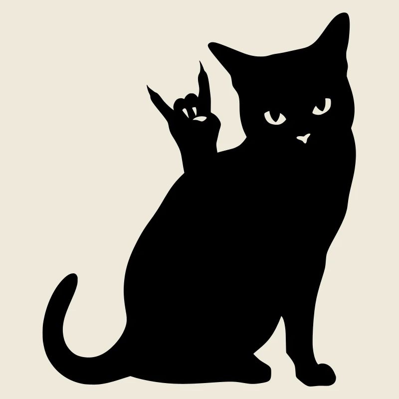 Black Cat – Devil Horns Silhouette