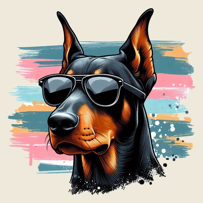 Dobermann Welpe Splash Art