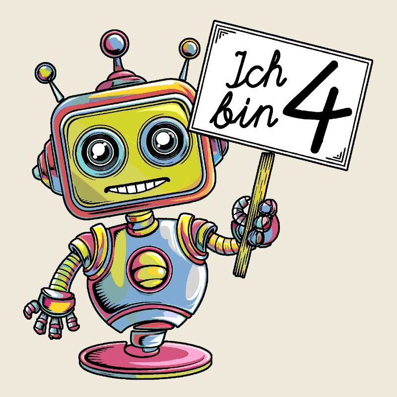 Vier Jahre vierter Geburtstag kleiner Roboter