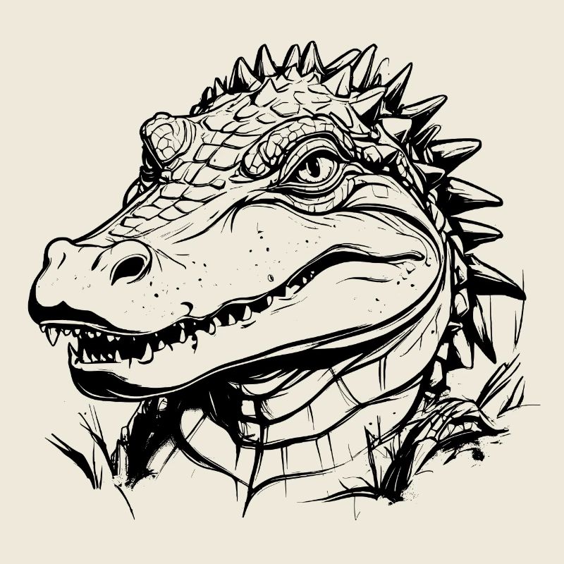 Alligator Crocodile Dessin au trait Portrait