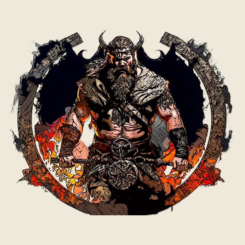 Viking Krieger im Feuerkreis