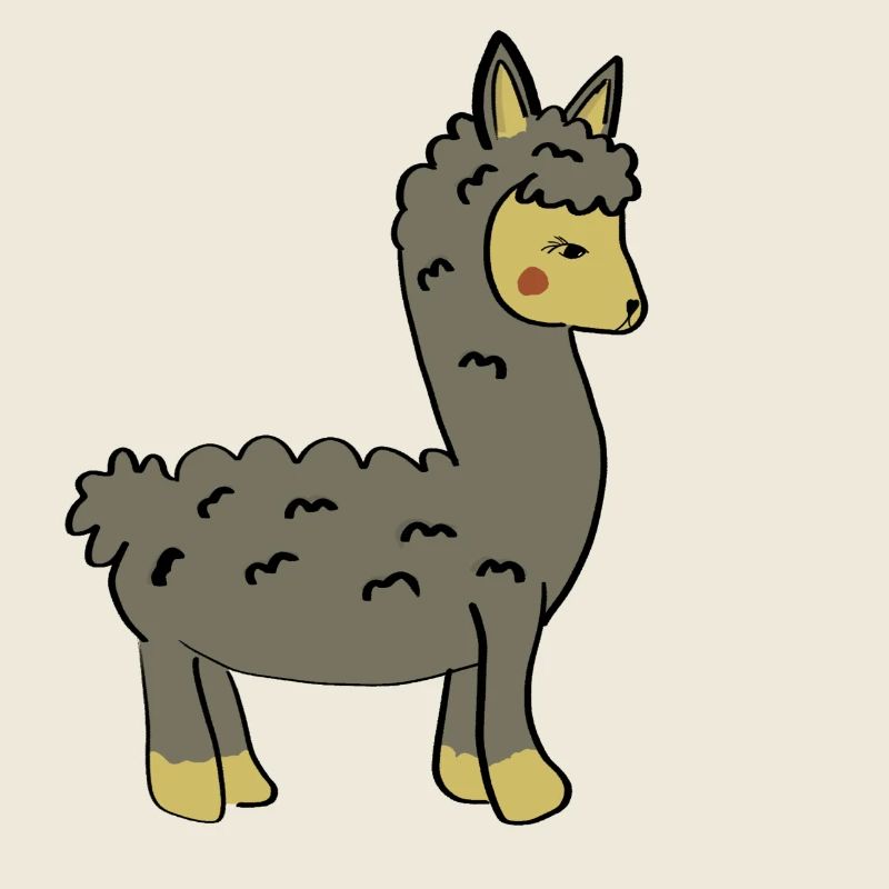 Playful llama with braid and button ears