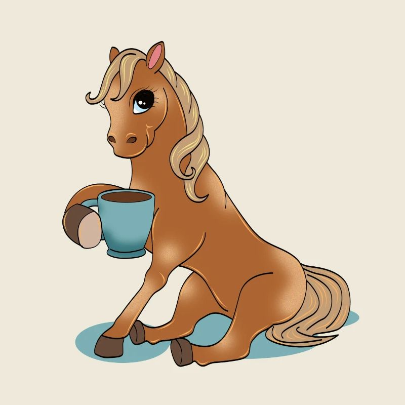 Cheval avec l'équitation de cadeau café équitation