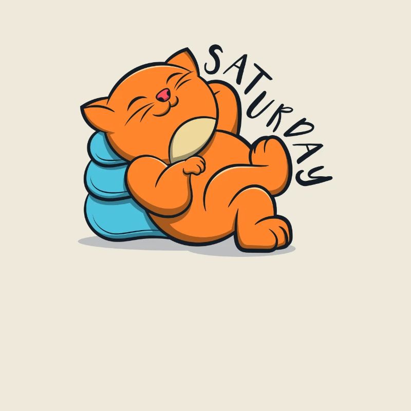 Cute Lovely Cat Lazy And Relax Saturday
