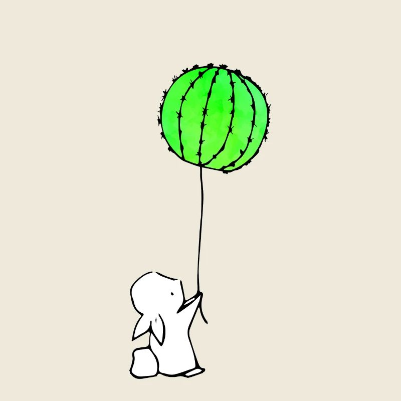 Cute Bunny And Balloon Cactus
