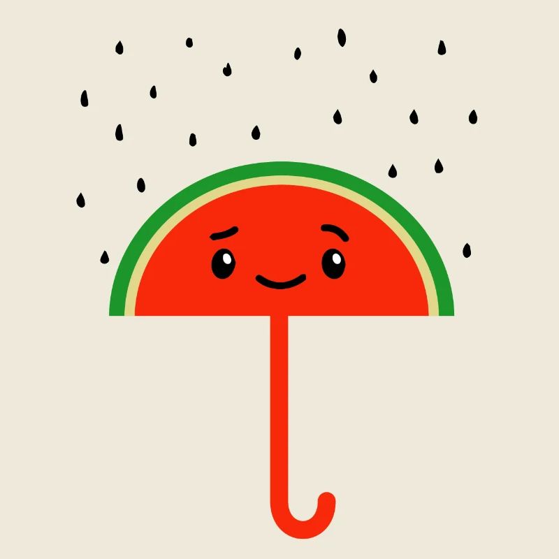 Pleuvoir des graines de pastèque et un parapluie